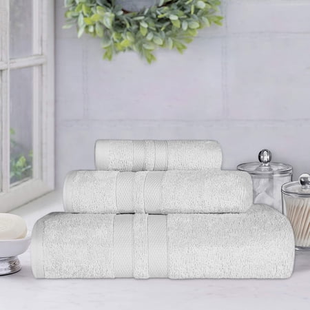 Superior Ultra Soft Cotton Solid 3-Piece Towel Sets, Silver