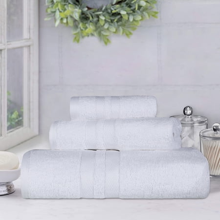 Superior Ultra Soft Cotton Solid 3-Piece Towel Sets, White