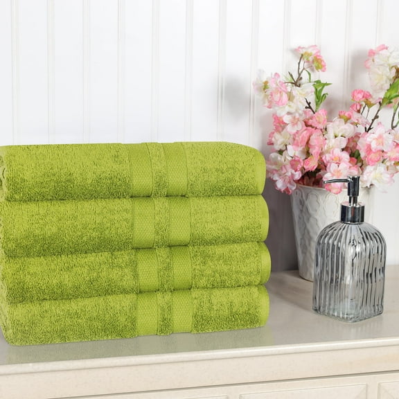 Superior Ultra Soft Cotton Solid 4-Piece Bath Towel Sets, Celery