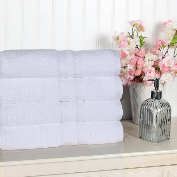 Superior Ultra Soft Cotton Solid 4-Piece Bath Towel Sets, White