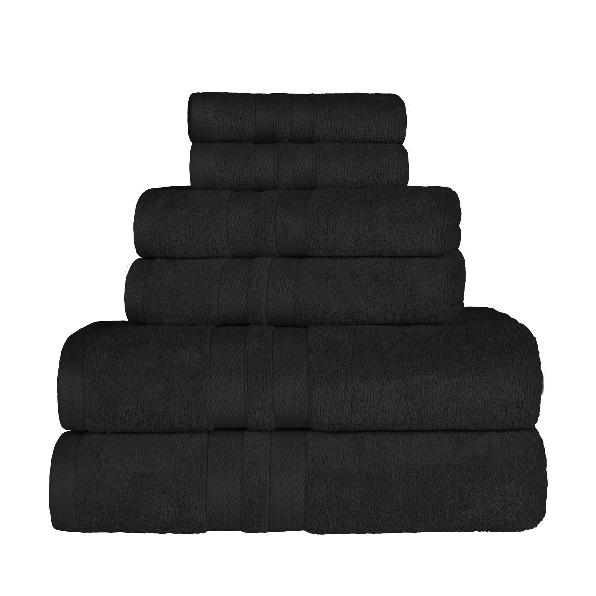 Superior Ultra Soft Cotton Solid 6Piece Black Towel Set