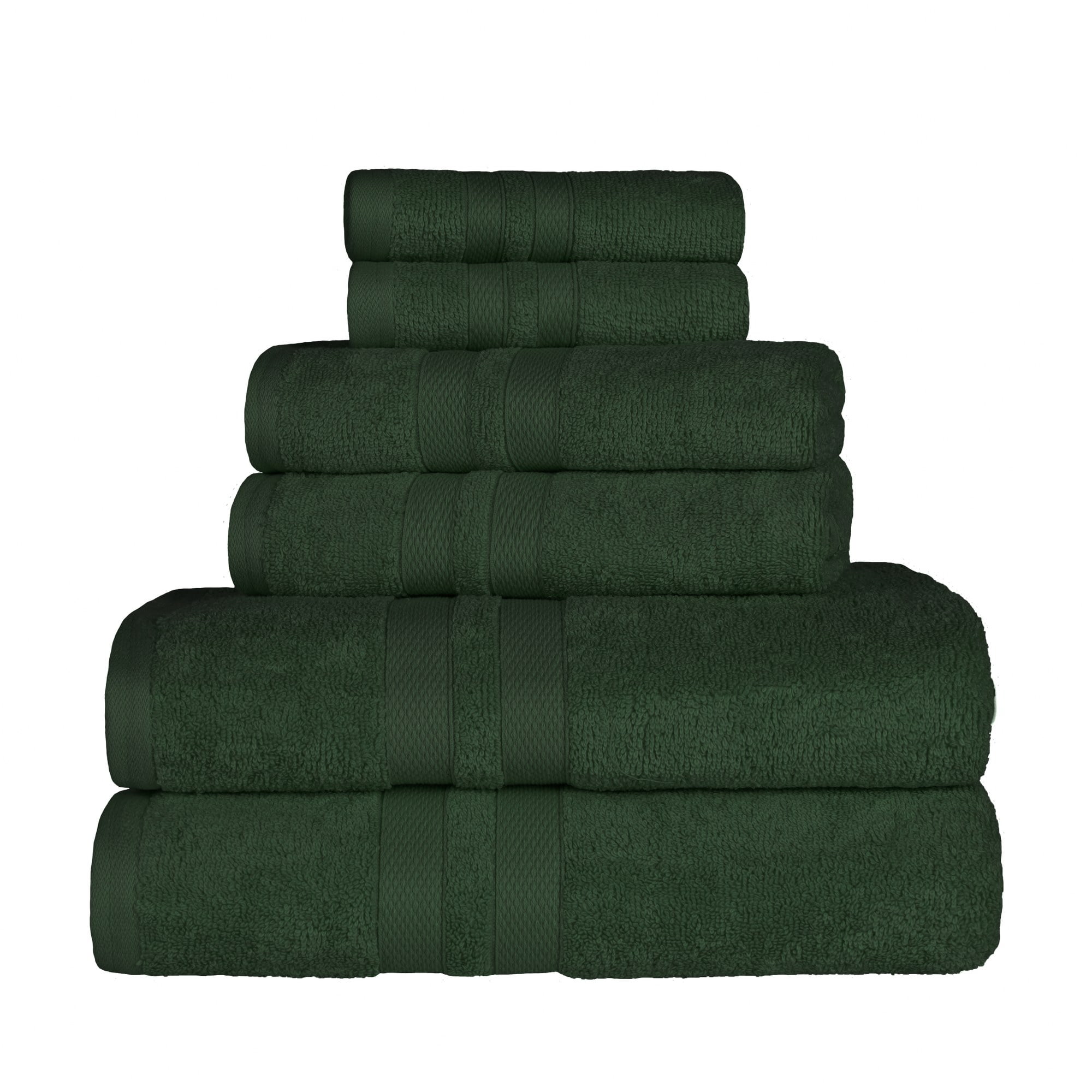 Superior Ultra Soft Cotton Solid 6Piece Forest Green Towel Set