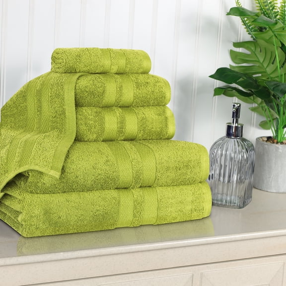 Superior Ulta Soft Cotton 6-Piece Towel Set, Highly-Absorbent Solid Towels, Celery