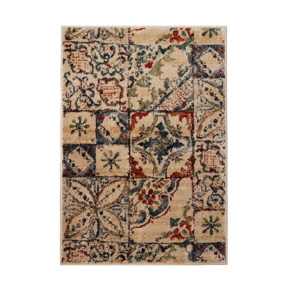 Superior Vanessa Rustic Patchwork Indoor Area Rug, 2' x 3', Teal