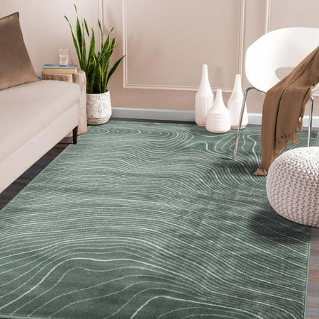 Superior Veer Abstract Area Rug, 4' x 6', Black