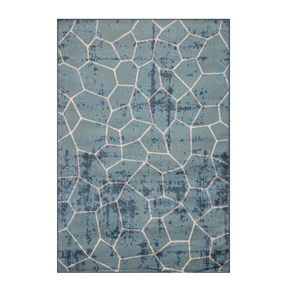 Superior Vegas Geometric Tile Indoor Area Rug,4' x 6'', Blue