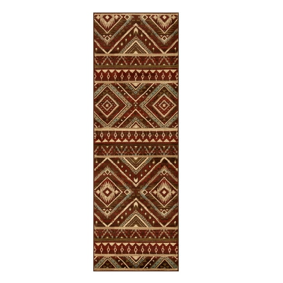 Superior Velvet Geometric Medallion Runner Rug, 31 in x 96 in