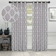 thumbnail image 1 of Superior Venetian Damask Jacquard Grommet Curtain Panel, Set of 2, 52" x 108", Nickel, 1 of 5