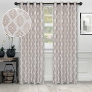 Superior Venetian Damask Jacquard Grommet Curtain Panel, Set of 2, 52" x 63", Brass