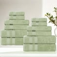 thumbnail image 1 of Superior Venice Ribbed Textured Border Zero Twist 12 Piece Towel Set, Green, 1 of 10