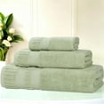 thumbnail image 1 of Superior Venice Ribbed Textured Border Zero Twist 3 Piece Towel Set, Green, 1 of 10