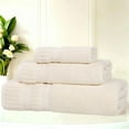 thumbnail image 1 of Superior Venice Ribbed Textured Border Zero Twist 3 Piece Towel Set, Ivory, 1 of 10
