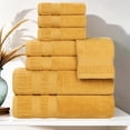 thumbnail image 1 of Superior Venice Ribbed Textured Border Zero Twist 8 Piece Towel Set, Gold, 1 of 10