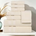 thumbnail image 1 of Superior Venice Ribbed Textured Border Zero Twist 8 Piece Towel Set, Ivory, 1 of 10