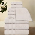 thumbnail image 1 of Superior Venice Ribbed Textured Border Zero Twist 9 Piece Towel Set, Silver, 1 of 10