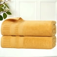 thumbnail image 1 of Superior Venice Ribbed Textured Border Zero Twist Bath Towels, Set of 2, Gold, 1 of 10