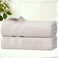 thumbnail image 1 of Superior Venice Ribbed Textured Border Zero Twist Bath Towels, Set of 2, Silver, 1 of 10