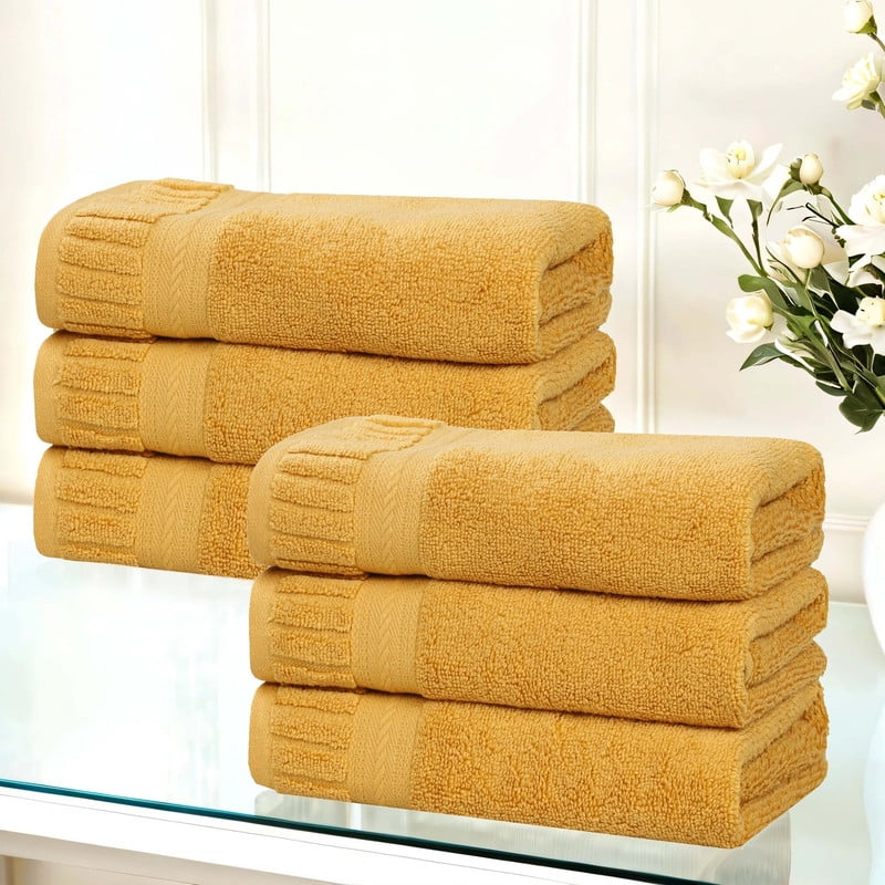 Superior Venice Zero Twist Absorbent Hand Towels, Set of 6, Green