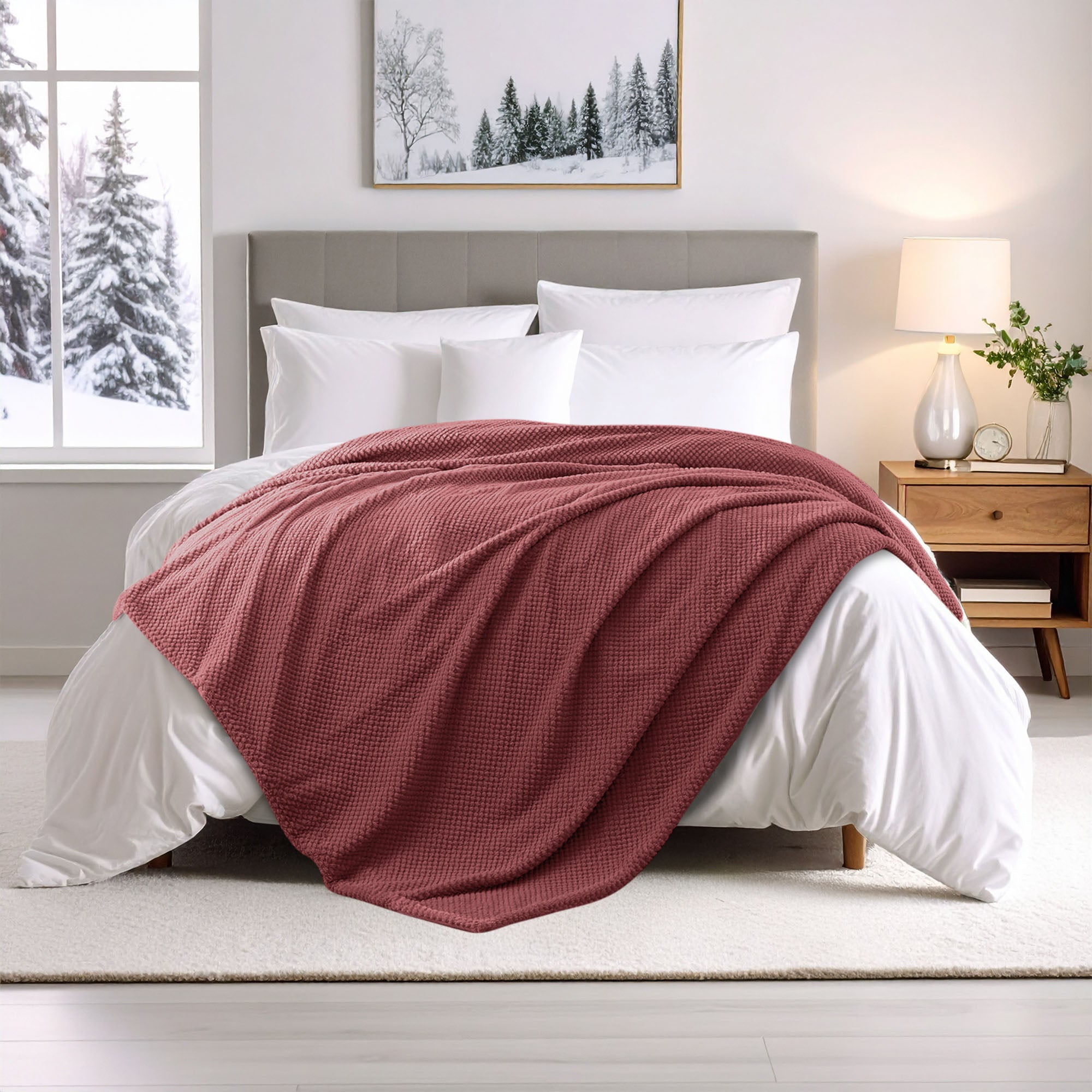 Superior Victoria Ultra-Soft Fluffy Fleece Blanket, Full/ Queen Size, Dusted Rose