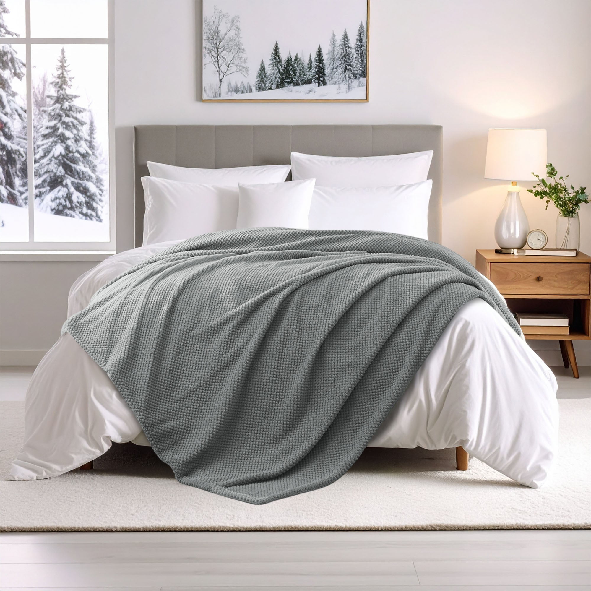 Superior Victoria Ultra-Soft Fluffy Fleece Blanket, King Size, Grey