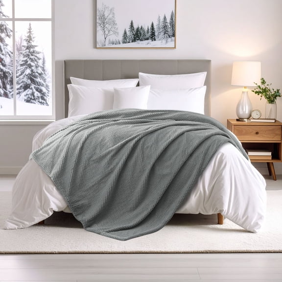 Superior Victoria Ultra-Soft Fluffy Fleece Blanket, King Size, Grey