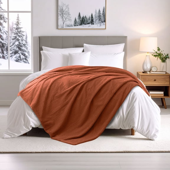 Superior Victoria Ultra-Soft Fluffy Fleece Blanket, Twin Size, Rust