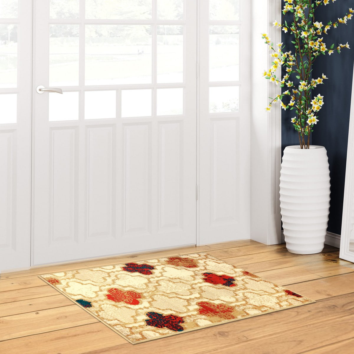 Beige Trellis Easy-Care Synthetic Area Rug, 2' x 3'