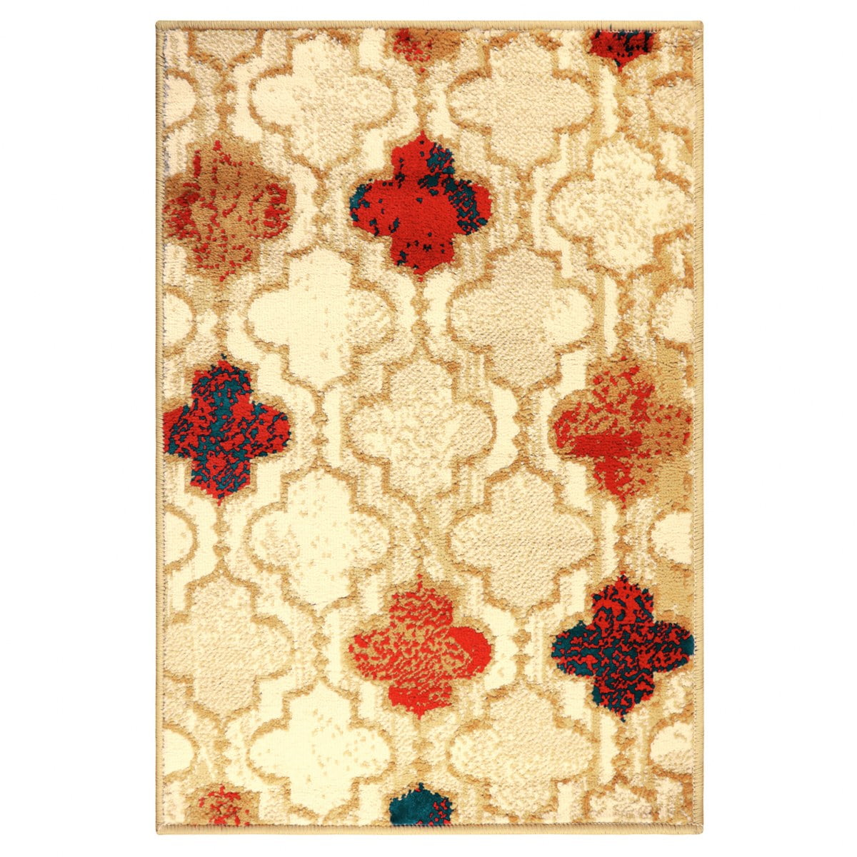 Beige Trellis Easy-Care Synthetic Area Rug, 2' x 3'
