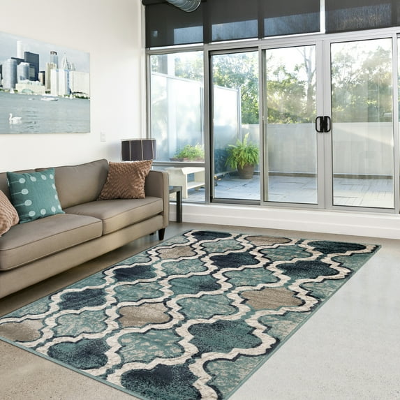 Superior Viking Trellis Indoor Large Area Rug, 3' x 5', Deep Royal