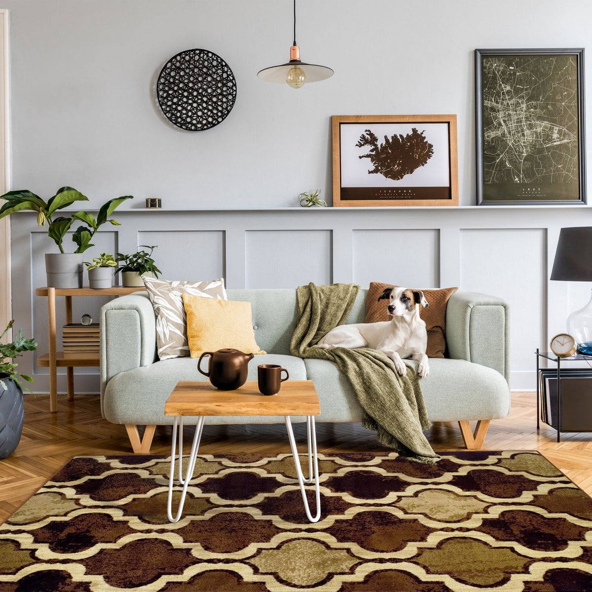 Superior Viking Trellis Indoor Large Area Rug, 4' x 6', Coffee ...