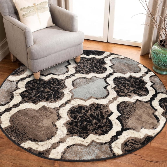 Superior Viking Trellis Indoor Large Area Rug, 5' Round, Chocolate