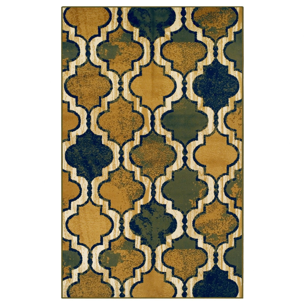 Green Geometric Trellis Polypropylene Indoor Area Rug, 5' x 8'