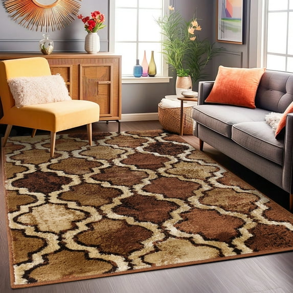 Superior Viking Trellis Indoor Large Area Rug, 6' x 9', Brown