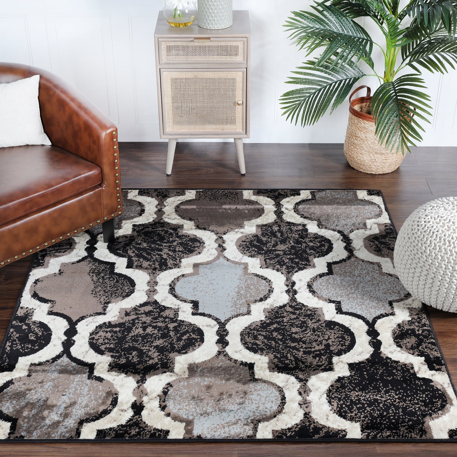 Superior Viking Trellis Indoor Large Area Rug, 8' x 8' Square, Chocolate