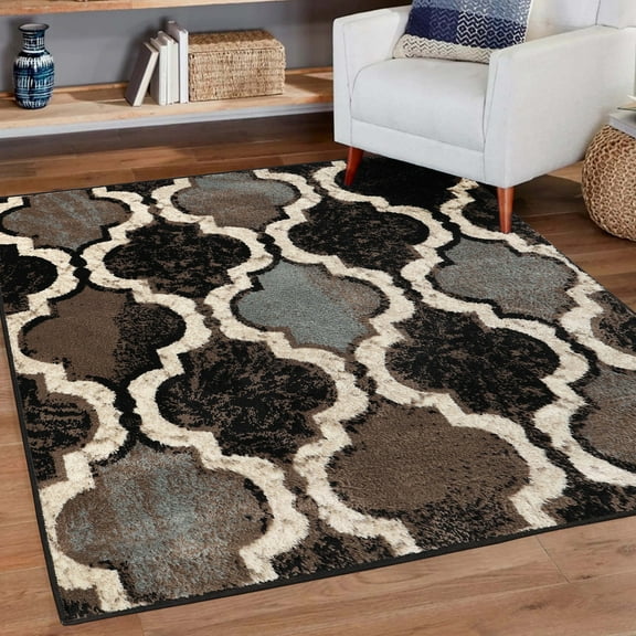 Superior Viking Trellis Indoor Large Area Rug, 5' x 5' Square, Chocolate
