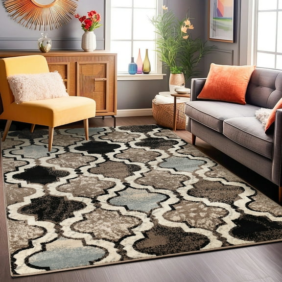 Superior Viking Trellis Indoor Large Area Rug, 7' x 9', Ivory