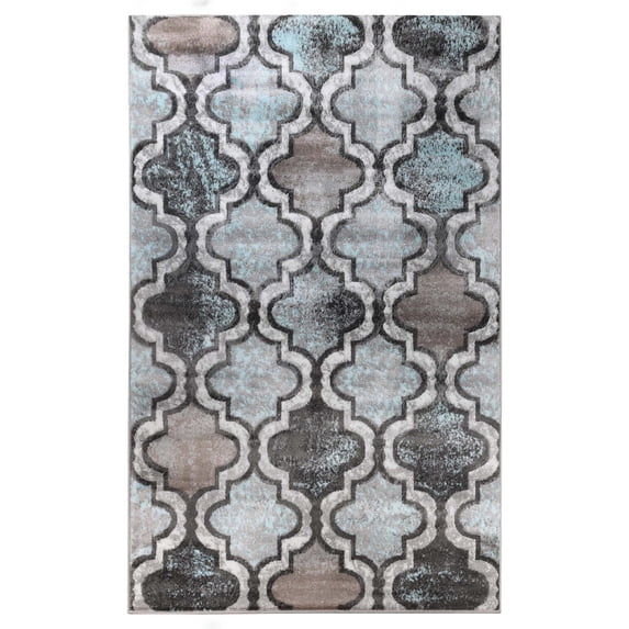 Superior Viking Trellis Indoor Large Area Rug, 7' x 9', Turquoise