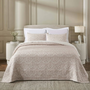 Superior Vineyard Cotton Blend Matelasse Coverlet, King, Blush