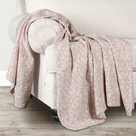 Superior Vineyard Cotton Blend Matelasse Coverlet, Throw (Non-Standard), Blush