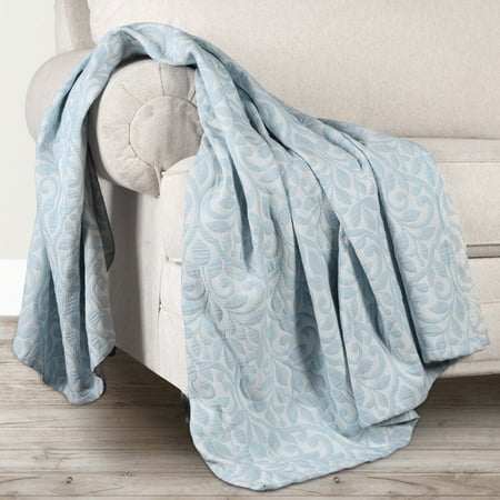 Superior Vineyard Cotton Blend Matelasse Coverlet, Throw (Non-Standard), Sky Blue