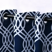 Superior Violet Ribbon Blackout Curtain Panel Set Of 2, 52" x 108", Navy Blue