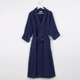 thumbnail image 1 of Superior Waffle Weave Cotton Unisex Adult Bath Robe, Navy Blue, Extra Large, 1 of 12