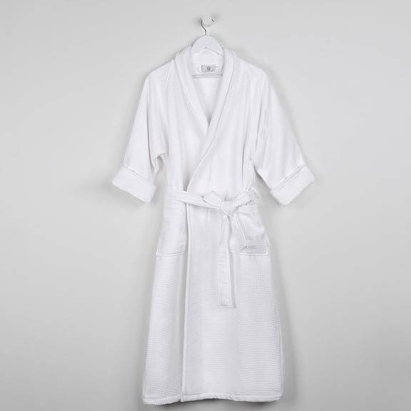 Superior Waffle Cotton Unisex Soft Adult Bath Robe, Small, White