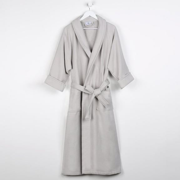 Superior Waffle Weave Cotton Unisex Adult Bath Robe, Silver, Small