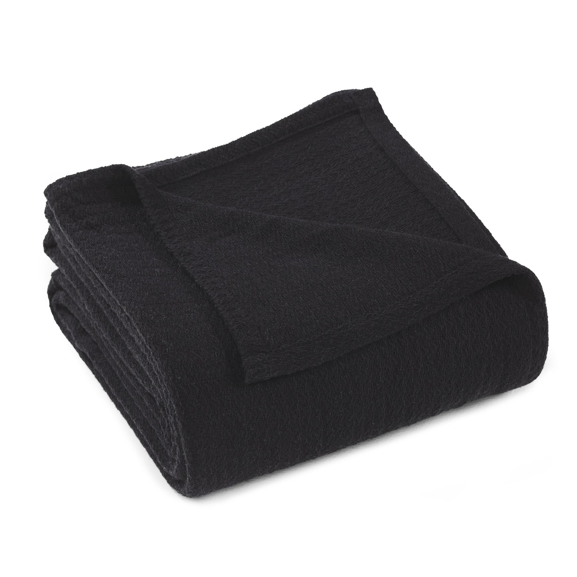 Superior Waffle Weave Knit Cotton Blanket, Full/ Queen, Black
