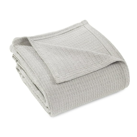 Superior Waffle Weave Knit Cotton Blanket, Full/ Queen, Silver