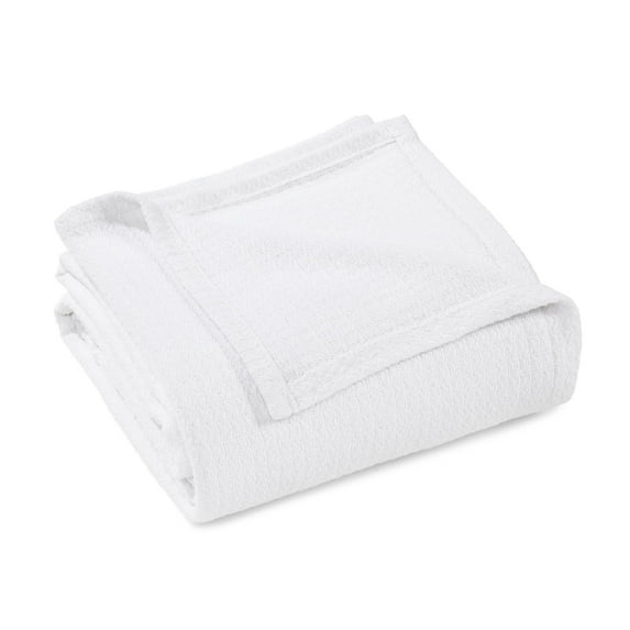 Superior Waffle Weave Knit Cotton Blanket, Full/ Queen, White