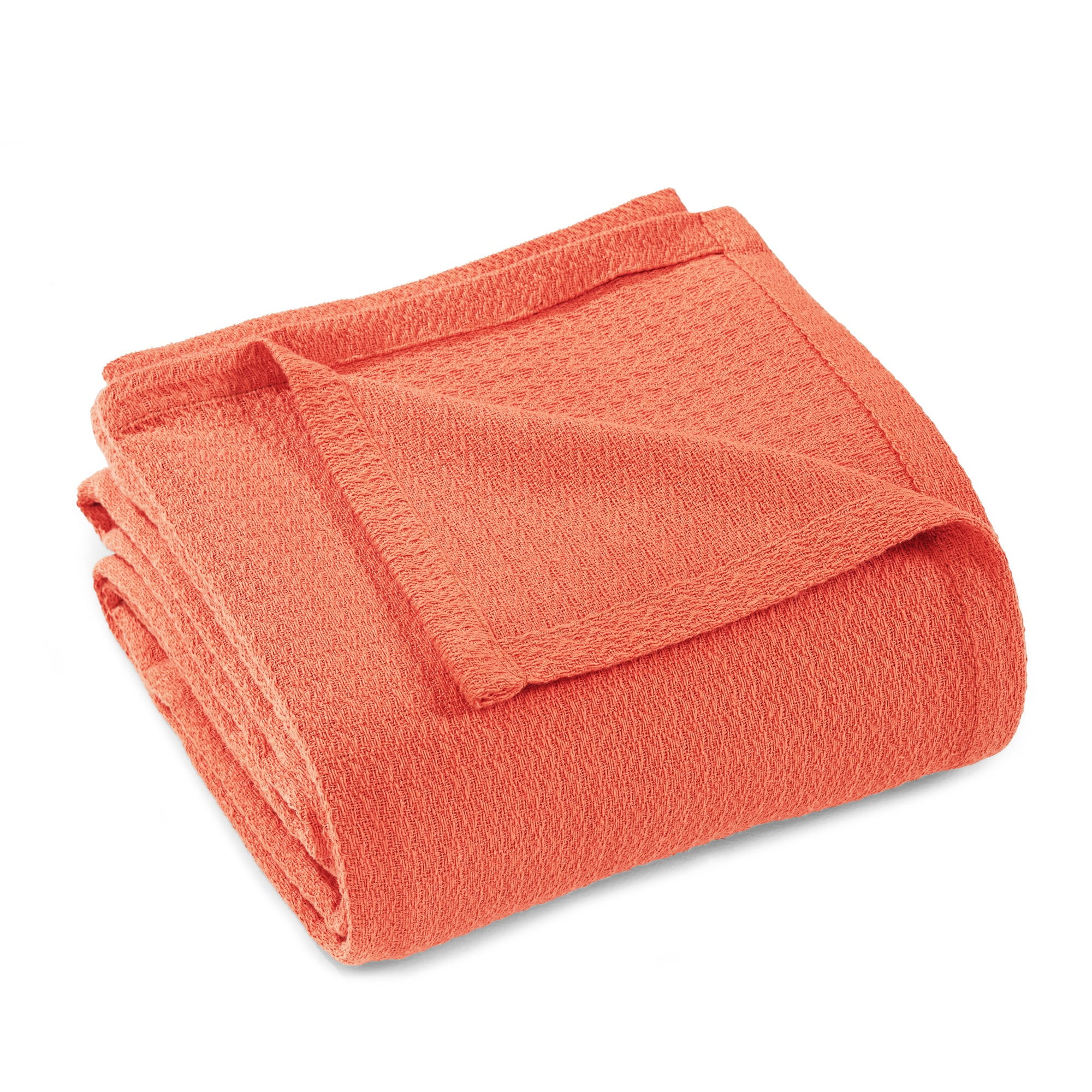 Coral Cotton Honeycomb Knit Reversible Throw Blanket