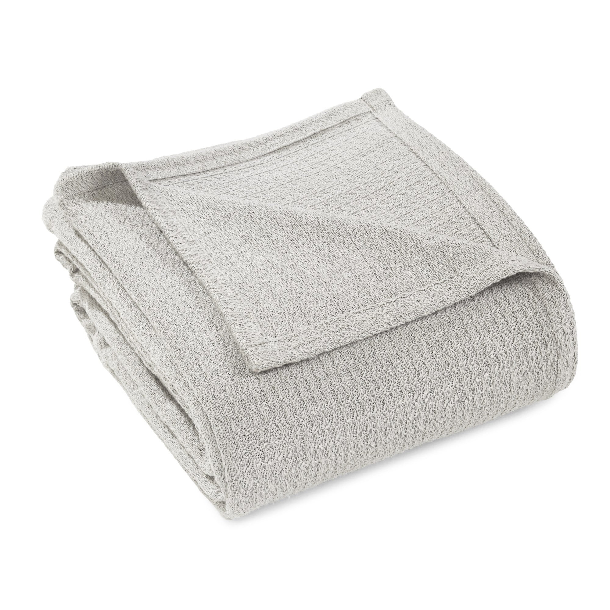 Superior Waffle Weave Knit Cotton Blanket, Throw Size, Silver