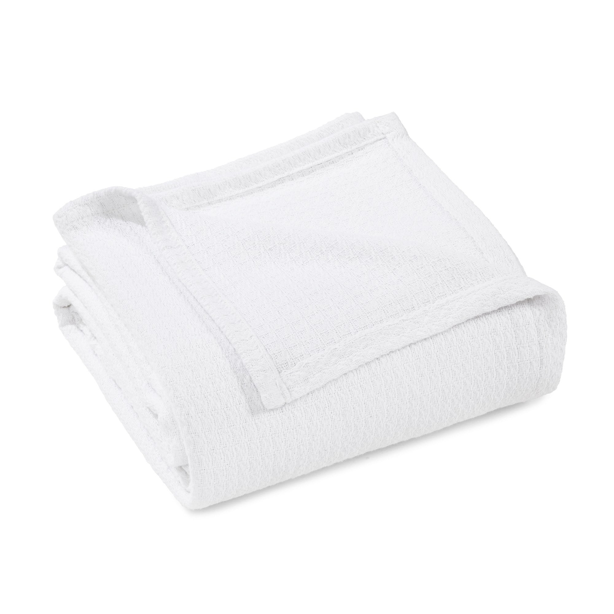 White Twin Cotton Waffle Weave Knit Blanket